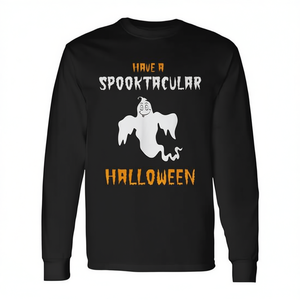 Faites une fête d'Halloween à souffler le souffle d'horreur avec notre t-shirt à manches longues fantôme de dessin animé, article promotionnel - Product Image 2