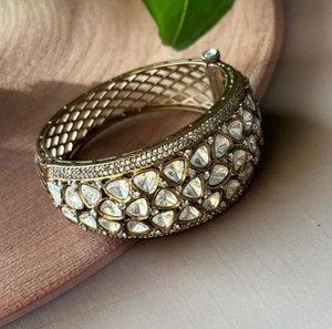 Pulsera Polki de latón chapado en oro antiguo Joyería de moda para bodas Fiestas y aniversarios Tamaños 2,4 2,6 Idea de regalo - Product Image 3