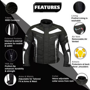 Traje de moto textil para hombre duradero con protección impermeable a prueba de viento y CE - Product Image 3