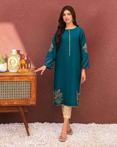 Meilleure Qualité Pakistanais Indien Shalwar Kameez Collection Brodé Devant Travail Manuel Dos Brodé ROBE PUNJABI COULEUR BLEUE - Product Image 5