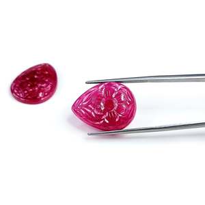 Rubis naturel de Bangkok, pierres précieuses en vrac, poires sculptées, 41,61 carats, qualité de luxe, taille hexagonale, traitées thermiquement, certifiées IGI - Product Image 2