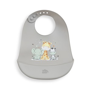 Babero de silicona para bebé MOD. TRES AMIGOS GRAY - Para Comedor de Bebés y Niños - Product Image 1