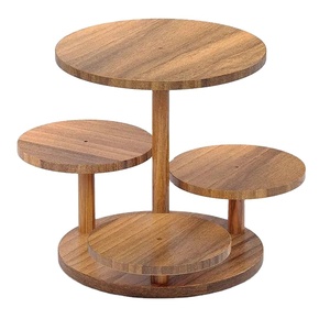 Abordable bois d'usine avec incrustation de métal autour de la bordure bois naturel 2 niveaux gâteau support créatif moderne gâteau et pâtisseries support gâteau - Product Image 2