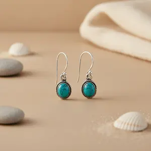925 Silver Turquoise Stone <b>Earrings</b> for Women Gold Plated <b>Dangle</b> Drop <b>Earrings</b> with Pearl <b>Diamond</b> Opal for Weddings Parties - Product Image 1