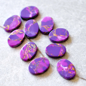 พลอยแบนทรงรีทองแดงสีม่วงสำหรับทำเครื่องประดับแบบ DIY ทำต่างหูแหวนจี้สร้อยคอพลอยหลังเบี้ย - Product Image 3