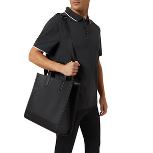 Luxury Unisex Cowhide Leather <b>Handbag</b> Custom Zipper Closure Panelled Design Two <b>Handles</b> Genuine Leather Lining Big Size Fashion - Product Image 1