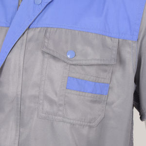 Chemises de travail cargo Chemise à manches courtes pour hommes Chemise de travail de haute qualité Fermeture éclair sur le devant/bouton Couleur grise - Product Image 5