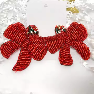 Classic <b>Christmas</b> Beaded <b>Earrings</b> for Women Handmade Festive Jewelry Holiday Party Hoop Fashion Accessories - Product Image 6