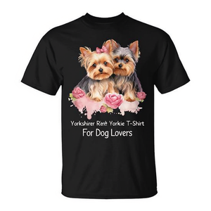 T-shirt Yorkshire Terrier Valentine rose rouge pour les amoureux des chiens - Product Image 2