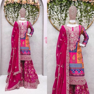 Costume Salwar en soie de qualité supérieure avec broderie à la mode et Dupatta pour les occasions de fête Prix d'exportation disponible - Product Image 2