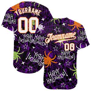 เสื้อเบสบอลพิมพ์ลายฮาโลวีนสำหรับฝึกเยาวชนผ้าโพลีเอสเตอร์พิมพ์ลาย100% แบบส่วนตัวชื่อทีมระบายอากาศได้ดี - Product Image 1