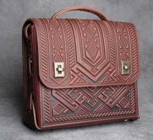 Sac fourre-tout de luxe pour femmes en cuir de vache occidental haut de gamme chic grande capacité Floral & Solitaire Design prêt à stocker des sacs - Product Image 1