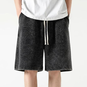 Men's Casual Sports <b>Shorts</b> Comfort Custom Acid Washed Sweat <b>Shorts</b> Elastic Waist Pockets Eco-Friendly 100% Cotton Solid Pattern - Product Image 6