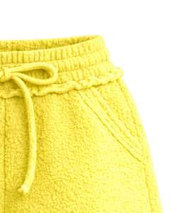 Manufacturer Custom Yellow Sherpa Fleece <b>Shorts</b> Women Cozy Soft Plush Lounge Wear Elastic Waist Drawstring Casual Winter Comfort - Product Image 3