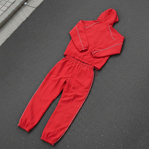 Survêtement de jogging Baggy en nylon 100% polyester de meilleure qualité Veste zippée pour hommes et pantalon à revers Baggy Ensemble coupe-vent de couleur unie - Product Image 2