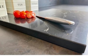 Tabla de Cortar de Mármol Negro de Lujo con Tono Blanco, Perfecta para Clases de Cocina, Uso Doméstico y Profesional - Product Image 3