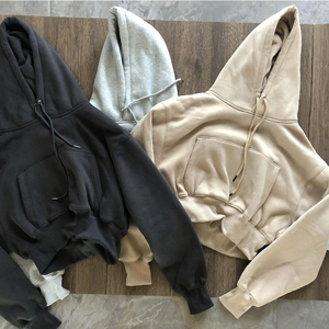 Sudaderas con Capucha para Mujer, Holgadas, de Felpa, Cortas, con Estampado Frontal, de Alta Calidad, Dos Tonos, Estilo Urbano Básico, Otoño Invierno, Sudadera Corta 2025 - Product Image 1