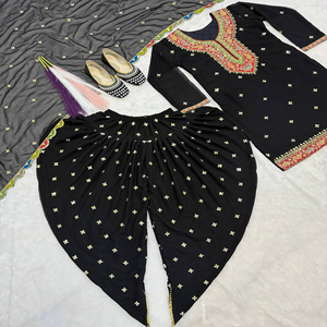 Nuevo Conjunto Tradicional Indio de Diseñador para Mujer, Kurta/Kurti de Georgette para Ramzan, Pantalón Estilo Dhoti para Fiesta, Venta al Por Mayor - Product Image 1