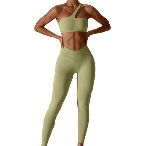 Sujetador Deportivo de Una Sola Tira Altamente Elástico al por Mayor, Ropa de Yoga de Alta Calidad, Leggings de Gimnasio, Trajes de Yoga para Mujer - Product Image 1