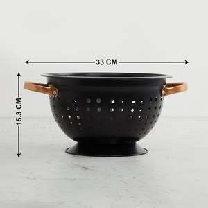 Wholesale <b>Black</b> Stainless Steel Colander Strainer with Handle Pasta & Vegetable <b>Washing</b> Drain <b>Basket</b> for Home & Commercial Use - Product Image 3
