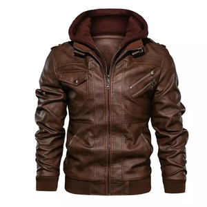 Veste bomber en cuir PU imperméable coupe ajustée pour homme avec col montant et logo frontal, qualité supérieure - Product Image 3