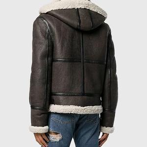 Veste en cuir à capuche de style classique, meilleur prix, veste bomber vintage pour homme, personnalisée, veste d'aviateur en peau de mouton, chaude pour l'hiver - Product Image 3