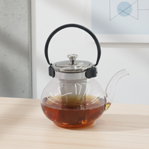 Hot Sale 3306316-1.2 1200ML <b>Large</b> Capacity Heat-Resistant Borosilicate Glass <b>Teapot</b> Plastic Handle Stainless Steel Lid Northern - Product Image 3