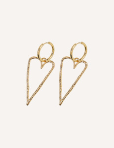 CUCOCUCA YFB E528 Orecchini minimalisti in acciaio inossidabile dorato Orecchini pendenti alla moda primavera-estate con design lineare a forma di cuore - Product Image 1