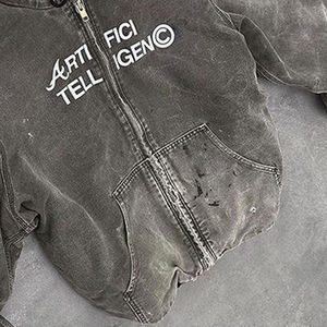 Sudadera con capucha unisex con lavado ácido, etiqueta personalizada, felpa francesa 100% algodón, vintage, bajo sin rematar, pedrería, estampado recortado, forro polar, lisa, para invierno - Product Image 5