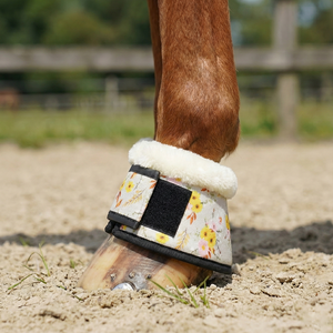 Bottes de protection pour chevaux à imprimé floral avec garniture en fausse fourrure, couleur personnalisable, haute qualité, pour l'équitation et l'entraînement - Product Image 2