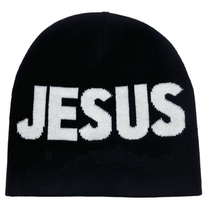 Vente en gros Hip Hop Outdoor Gorras Skullies Warm Winter Cap pour hommes femmes Y2K Cross Knitted Hats Jesus Letter Pattern Beanie Hat - Product Image 1