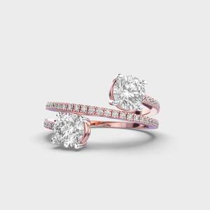 Unique <b>Open</b> Band 2 CTW Round Cut Moissanite Yellow Gold Prong Setting Engagement & Wedding <b>Ring</b> for Bridal Party Wear Women's - Product Image 4