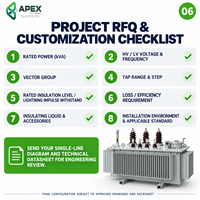 Transformateur de distribution immergé dans l'huile à haute efficacité APEX S22-M 315-1600 kVA 20 kV/400-415 V avec réservoir corrugué scellé IEC 60076