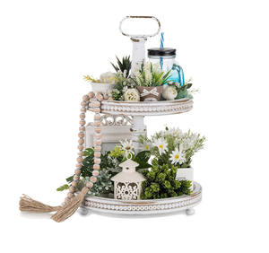 Offre Spéciale plateau à deux niveaux ferme décoratif plateau perlé à 2 niveaux vacances de noël et anniversaire décor Cupcake affichage plateaux à étages - Product Image 2