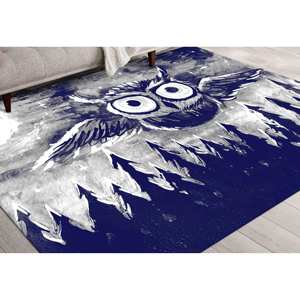 Alfombra con Diseño de Búho Azul Marino: Decoración Antideslizante para el Hogar, Alfombra Impresa, Alfombra de Chenilla - Product Image 4