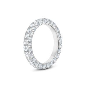 แหวนแต่งงานทอง 14K ประดับเพชรแท้ (ธรรมชาติ) แบบสามแถว ดีไซน์หรูหรา ผลิตโดยผู้ผลิตเครื่องประดับระดับสากล ขายส่งและขายปลีก - Product Image 2