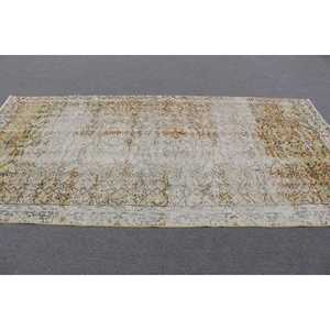 5.2x10.2 ft Turkish Rug, Vintage Large Rug, <b>Yellow</b> Blue Plants & trees Rug - Product Image 3