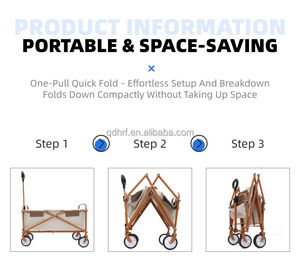 Chariot pliable à grande capacité, robuste, pour le camping en plein air, la plage, le jardin - Product Image 4
