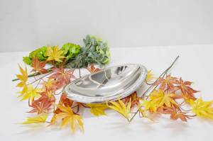 Luxury Aluminum Antique Green <b>Oval</b> Boat Dish Lined Pattern Green and Gold Tone <b>Oval</b> Serving Dish Platter Metal Cheap Server Dish - Product Image 3