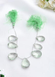 Collier en améthyste verte facettée en forme de poire, pierre précieuse naturelle, 1 brin pour la fabrication de bijoux fins - Product Image 3