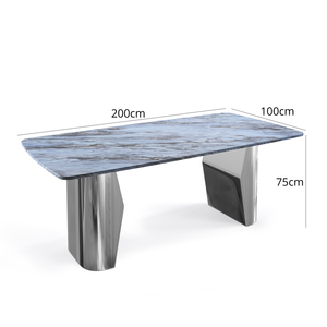 Mesa de Comedor Moderna de 200 cm con Base de Acero Inoxidable y Tapa de Mármol, Diseño para 6 Personas, Dubai - Product Image 6