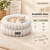 Coussin rond en peluche courte Yangyangpet pour animaux de compagnie, avec côtés hauts et design segmenté