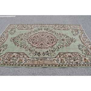 พรมตุรกีโบราณ5.7 X 8.7ft ชนเผ่าขนแกะสีน้ำตาลอมเขียวเย็บปะติดปะต่อกันพรมห้องนั่งเล่นพร้อมยางรองสำหรับวัยรุ่น - Product Image 3