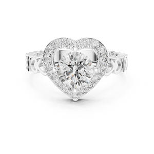 Anillo de compromiso de diamantes de laboratorio de oro macizo de 14K, racimo de diamantes de corte redondo de inspiración vintage para ocasiones de boda - Product Image 2