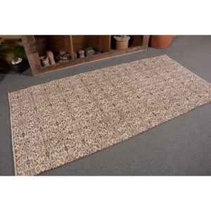 Rustique Beige Marron 3.7 X 7.5ft Vintage Tapis Turc Grande Surface Laine Plat Armure Latex Support Patchwork pour Adolescents Couloir Utilisation - Product Image 5
