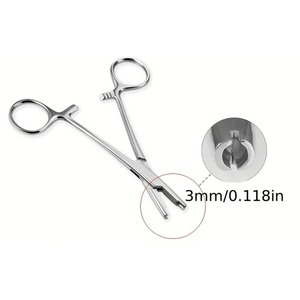 Forceps manuel en acier inoxydable pour ancrage dermique 3 et 5 mm, instrument de piercing corporel avec porte-aiguille en plastique, certifié CE classe I - Product Image 4