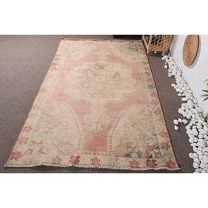 พรมขนแกะสีเบจ4.2x7.2ft ตุรกีแบบวินเทจผ้าปะติดขนาดใหญ่ทำด้วยมือมีแผ่นยางรองหลังสำหรับตกแต่งห้องโถงหรือห้อง - Product Image 4