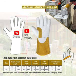 Gants de soudage de sécurité de haute qualité à bas prix fabriqués en usine, en cuir de vachette, personnalisables, unisexes, FIRST FITNESS - Product Image 6