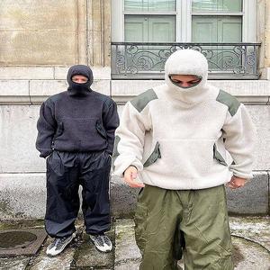 Sudadera con capucha de lana de invierno Unisex, Sudadera con capucha de cara con bolsillo, peso pesado, grueso, mantiene el calor, sudaderas con capucha de punto de invierno personalizadas sólidas - Product Image 6