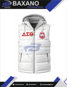 Delta Sigma Theta Sorority <b>Knitted</b> Puffer <b>Vest</b> Custom Greek Letter Embroidery Royal Blue Hooded Waterproof Breathable Men <b>Women</b> - Product Image 5